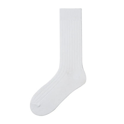 6 Pairs Large Men's Cotton Office Socks Long Solid White Black Mid-Calf Business Formal Sock Casual Plus Size 45 46 47 48 49 50