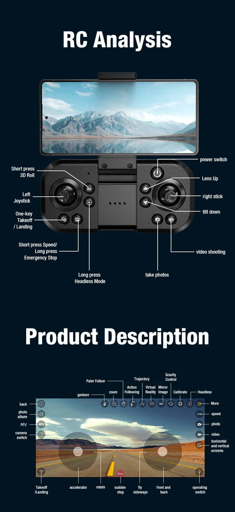 FPV 8K 3-Camera RC Drone Professional Quadcopter Aircraft Gesture Shooting Brushless 360° Roll Optical Hover Helicopter Toy Gift