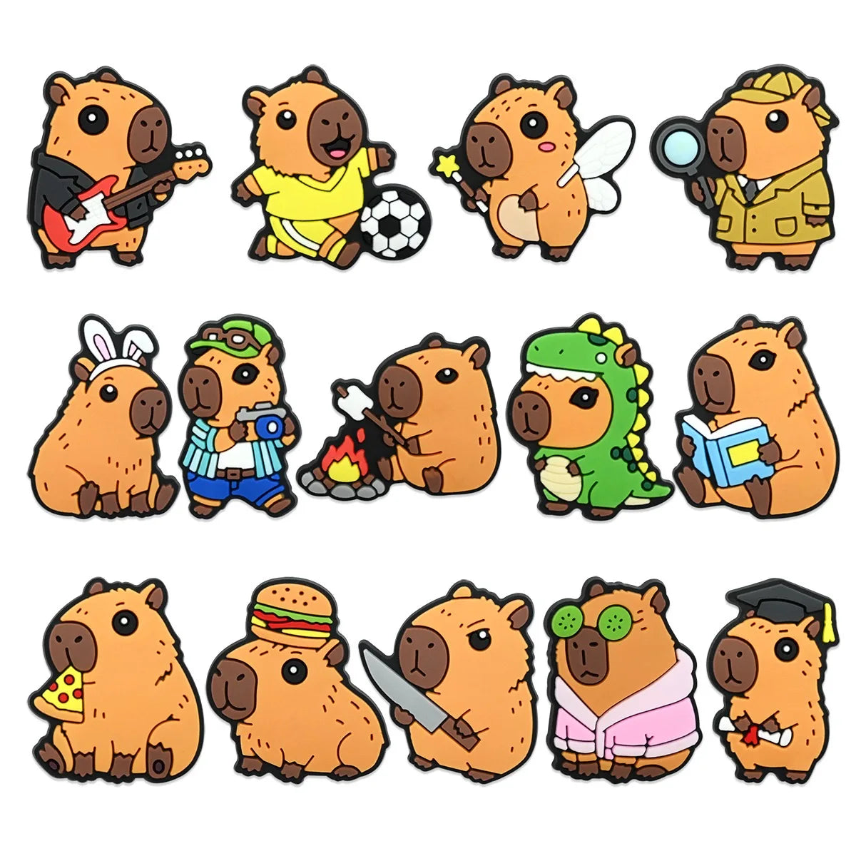 10-50pcs Cute Animals Capybara Shoe Charms PVC Shoes Accessories Decoration Buckle for Clog Sandals Wristband Kids Party Gift