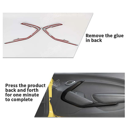JeCar Carbon Fiber Car Interior Door Strips Decor Protect Cover Trim Stickers ABS For Chevy Camaro 2016 UP Inner Accessories
