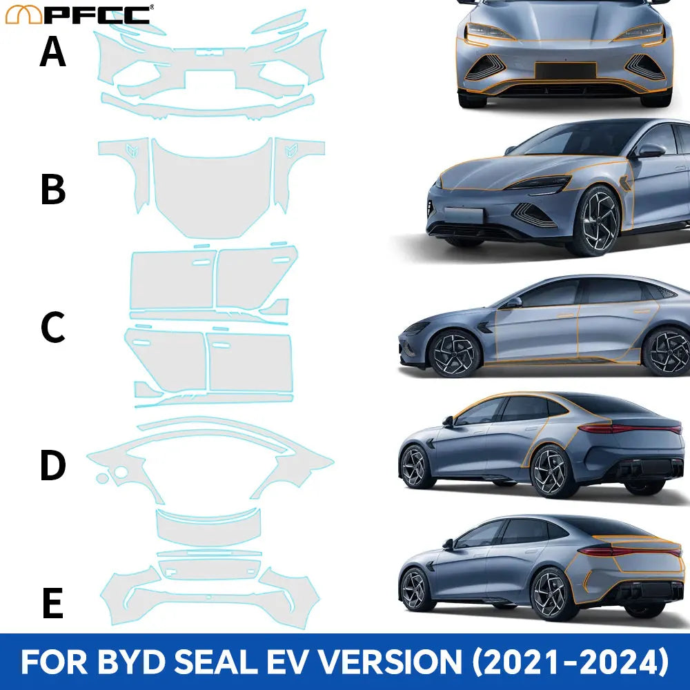 For BYD Seal EV Version 2021-2024 PPF Car Film 9Mil Pre-Cut Paint Protection Film TPU Invisible Anti-scratch Vinyl Wrap Film