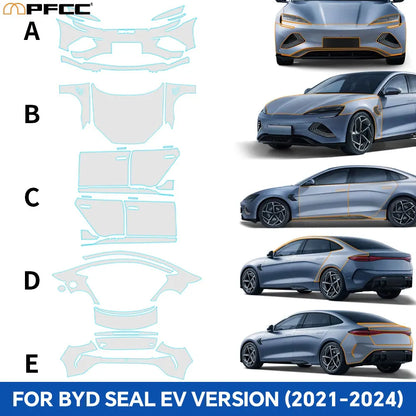 For BYD Seal EV Version 2021-2024 PPF Car Film 9Mil Pre-Cut Paint Protection Film TPU Invisible Anti-scratch Vinyl Wrap Film