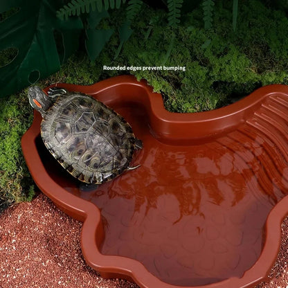 Turtles Bathing Pool Water Bowl with Slip Proof 35x28.50cm Friendly Habitat with Steps for Reptiles Resting and Soaking