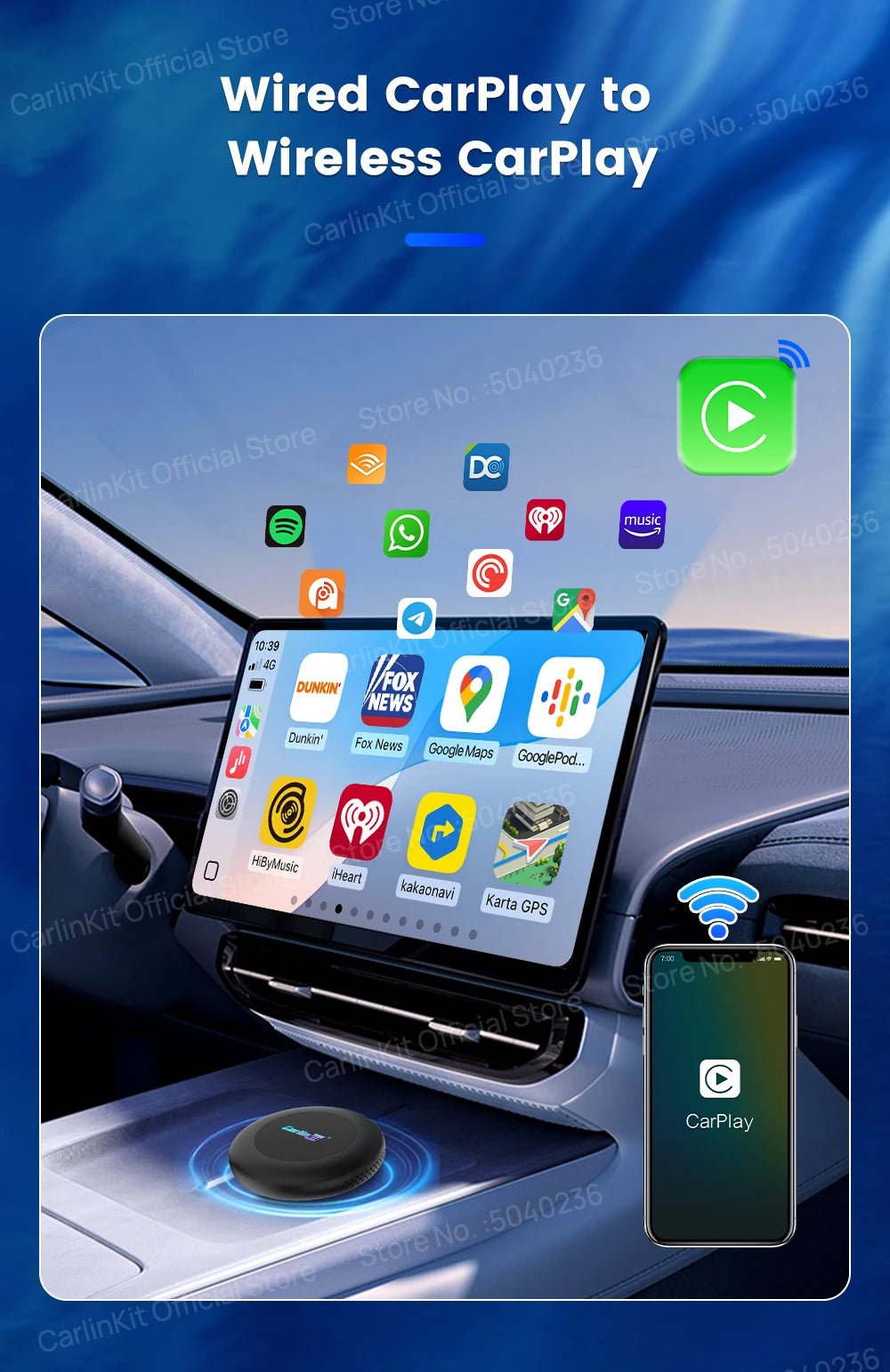 CarlinKit CarPlay Ai Box Android 15 Ultra2 SM6350 8GB+128GB Smart Android TV Box Wireless CarPlay Android Auto GPS For OEM Cars