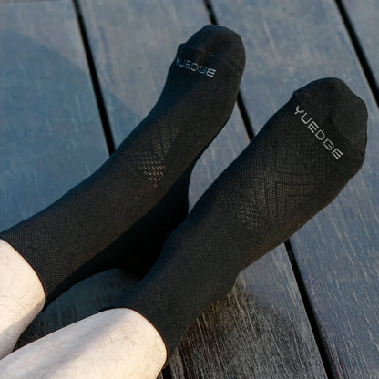 YUEDGE Mens Socks Breathable Comfortable Thin Cotton Socks Classic Casual Mid Crew Calf Business Dress Socks For Size 37-46
