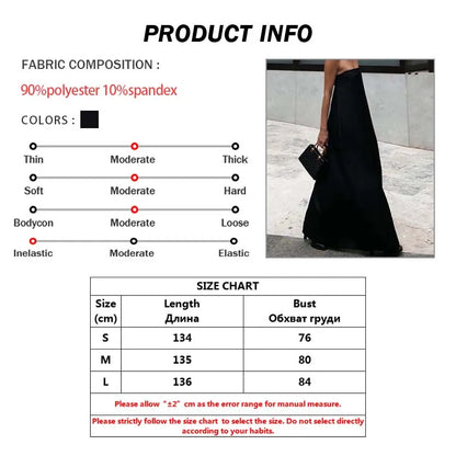 Oymimi Elegant Black Satin Womens Dresses Fashion Strapless Loose Solid Dresses Casual Simple Floor-Length Dress Female Clothing
