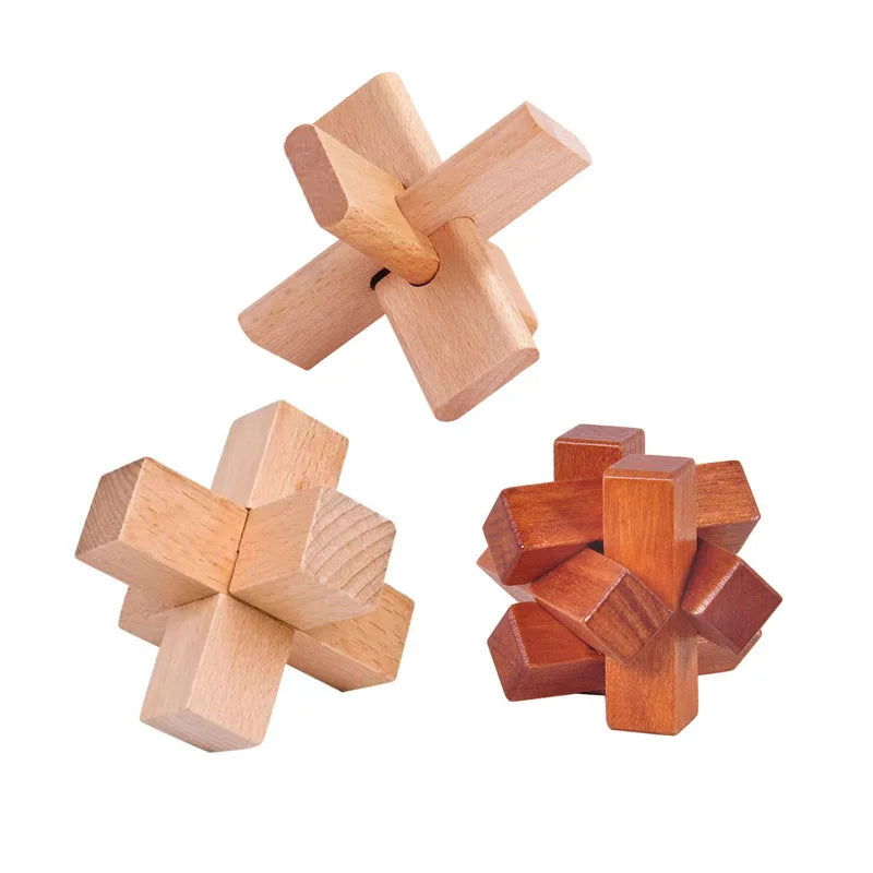 3PCS Set LuBan Lock Wooden Puzzle Brain Teaser IQ Test Toys Educational Mind Games For Adults Kids Unlock Interlock Game