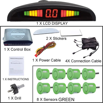 8 Parking Sensors Car Reverse Radar LED Display Buzzer Reverse Assist System Rear Detection Kit