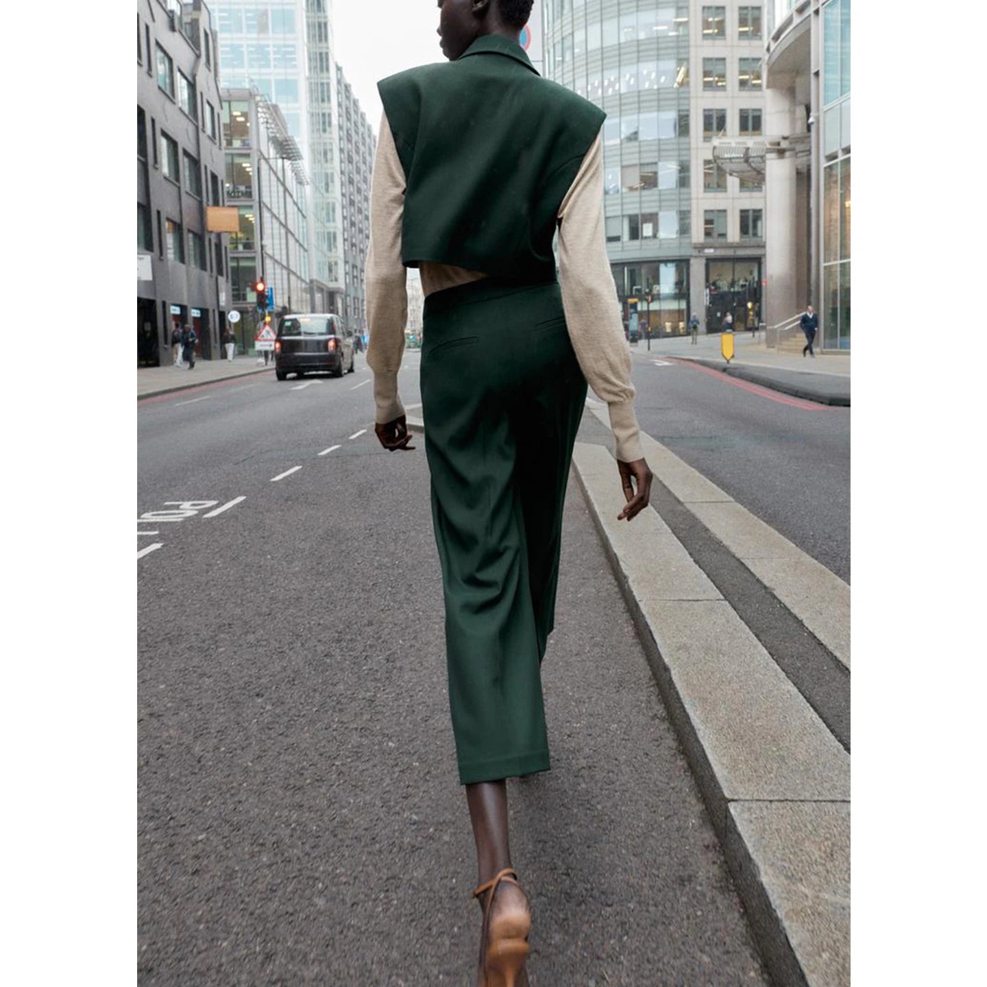 High Waist Wide Leg Pants Zipper Decoration Short Sleeve Turn-down Collar Single Pocket Decoration Fashion Set for Women