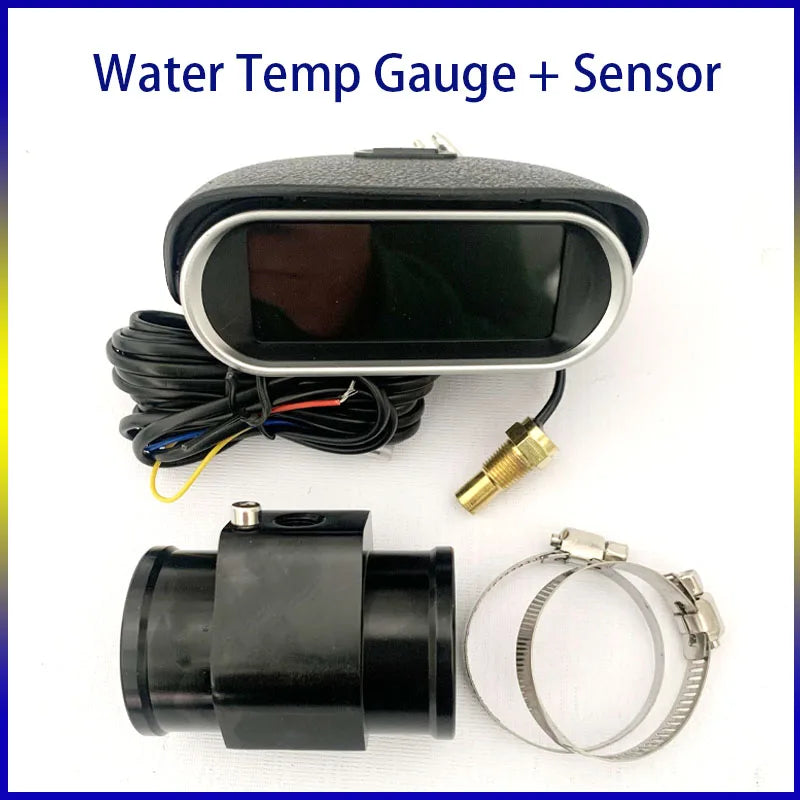 12V 24V Digital Water Temperature Gauge + Volt Water Temperature Sensor Head Plug Joint Pipe Sensor Radiator Hose Adapter 1/8NPT