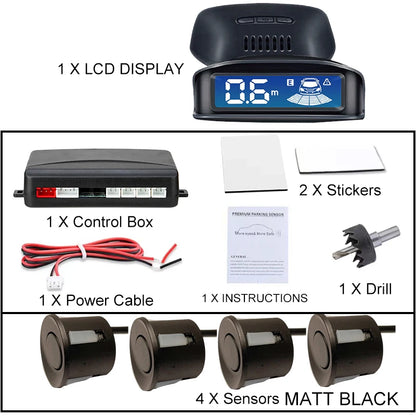 Front Rear Parking Sensor Kit 8 Probe Auto Blind Spot Radar LCD Monitor 12V Parktronic Reverse Backup Assist System