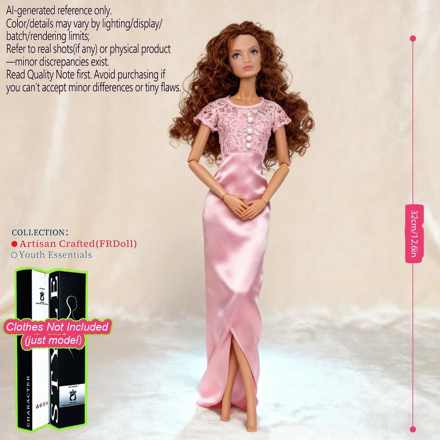 Pro-Grade 12.6in 1/6 BJD Doll - 12-Articulated Statue, Exquisite Makeup, Fluffy Hair, Desktop Ornament (No Clothing)