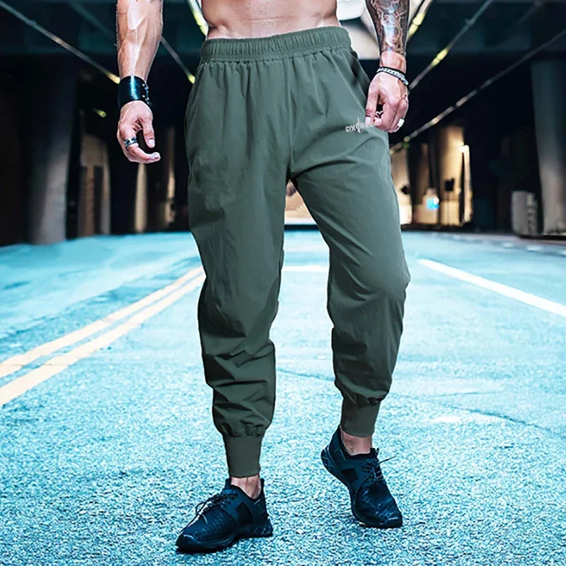 Gym Fitness Running Sport Trousers Men's Casual Bodybuilding Training Bottoms Summer Ultra-thin Breathable Quick-drying Pants