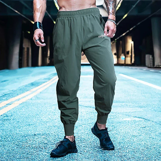 Gym Fitness Running Sport Trousers Men's Casual Bodybuilding Training Bottoms Summer Ultra-thin Breathable Quick-drying Pants