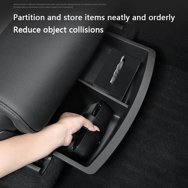 Under Seat Storage Box For Tesla Model YL 2025-2026 TPE Front Under Seat Organizer Trash Can Car Interior Accessories