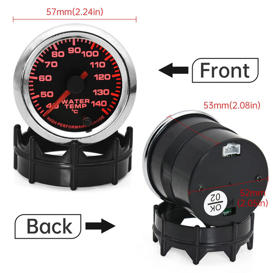 AD 52MM Water Temperature Gauge 40~140 Celsius Racing Gauge Kit Car with 1/8NPT Sensor Water Temp Joint Pipe Sensor Adapter