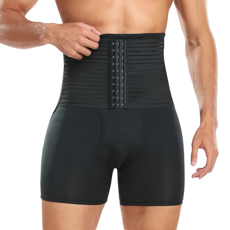New Men Padded Boyshorts Butt Lifter High Waist Tummy Control Shorts with Buckle Hip Enhancer Compression Belly Shaper Panties