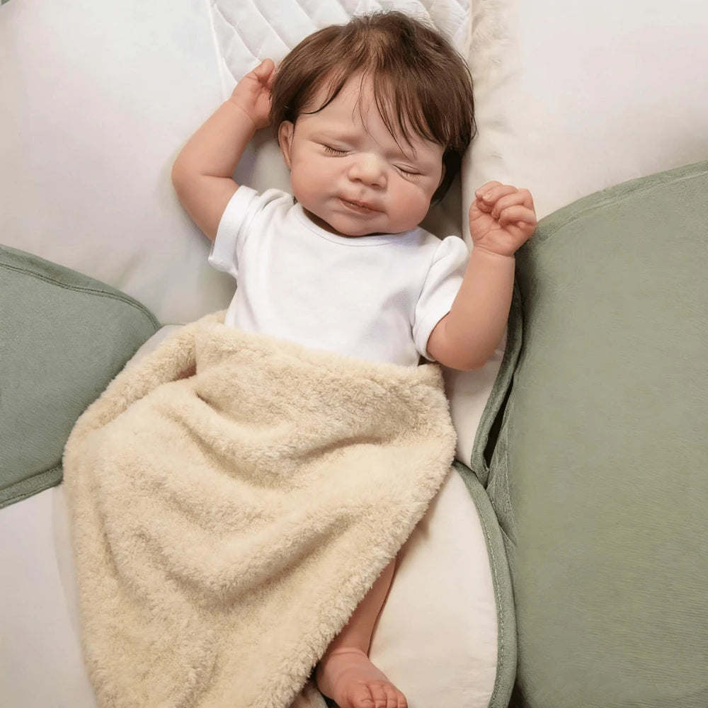 BZDOLL 45cm Realistic Asleep Art Reborn Baby Doll with 3D-paint Skin 18inch Full body vinyl and Hand painting Visible Veins Toy For Kids Birthday Gift