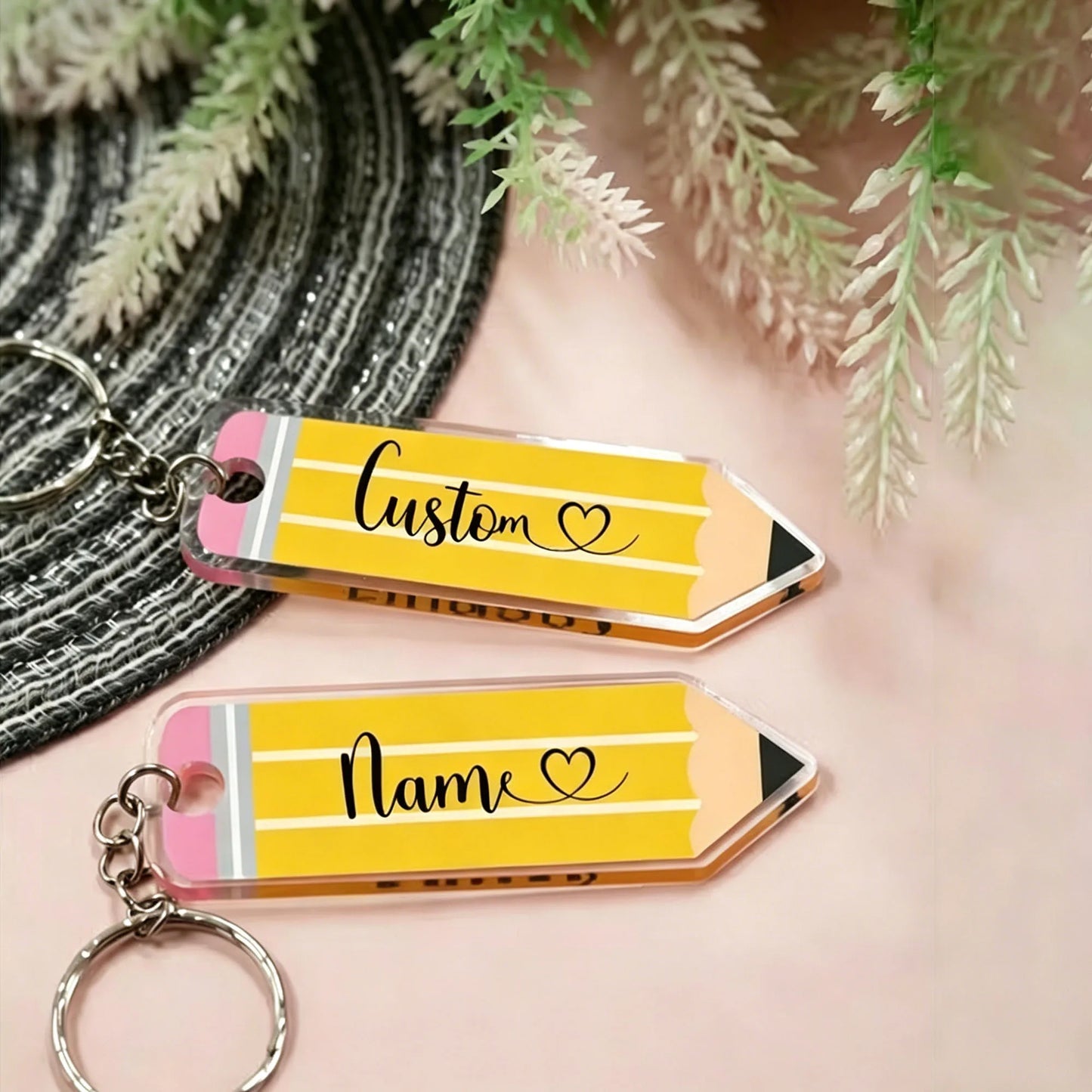 Customized Pencil Keychain, Personalized Acrylic Keychain, Custom Handbag Charm, Customizable Text Birthday Gift, Name Keychain, Unisex Keychain, Keychain, Valentine's Day Gift, Anniversary Gift, College Essentials, Teacher G