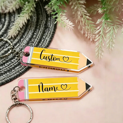 Customized Pencil Keychain, Personalized Acrylic Keychain, Custom Handbag Charm, Customizable Text Birthday Gift, Name Keychain, Unisex Keychain, Keychain, Valentine's Day Gift, Anniversary Gift, College Essentials, Teacher G