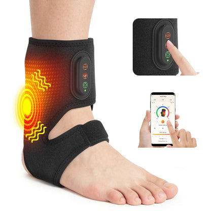 Electric Dual Ankle & Foot Massager 3 Levels Heat Vibration Hot Compress Ankle Massage Heated Wrap Support Brace Foot Protector