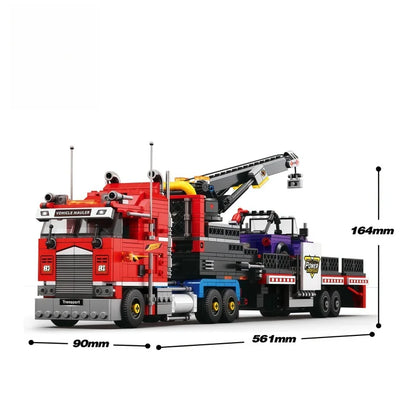 New heavy-duty truck building block sets in various styles, including containers, tank trucks, cranes, and RV vehicle constructi