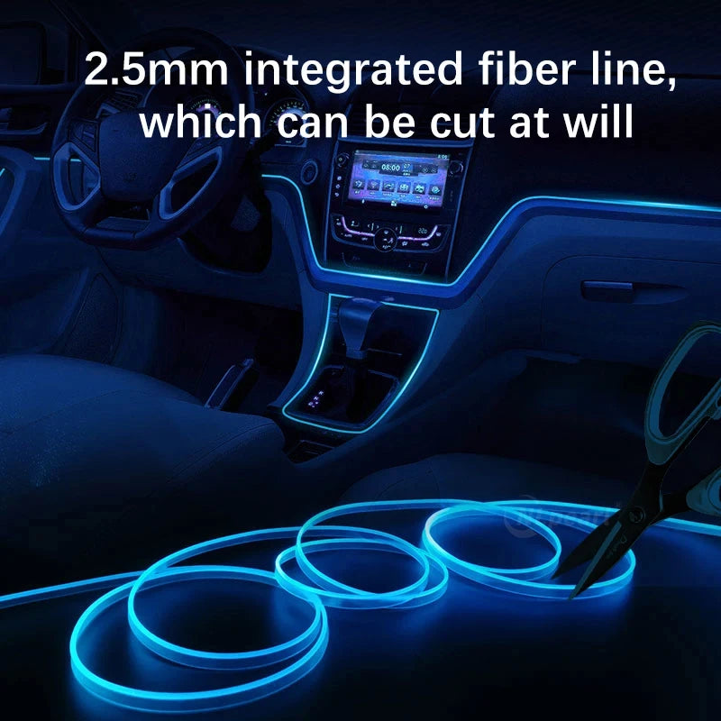 Car Interior Ambient LED Light Strip 2/3/4/5M RGB  Invisible USB Fiber Optic Atmosphere Lamp Support APP Control