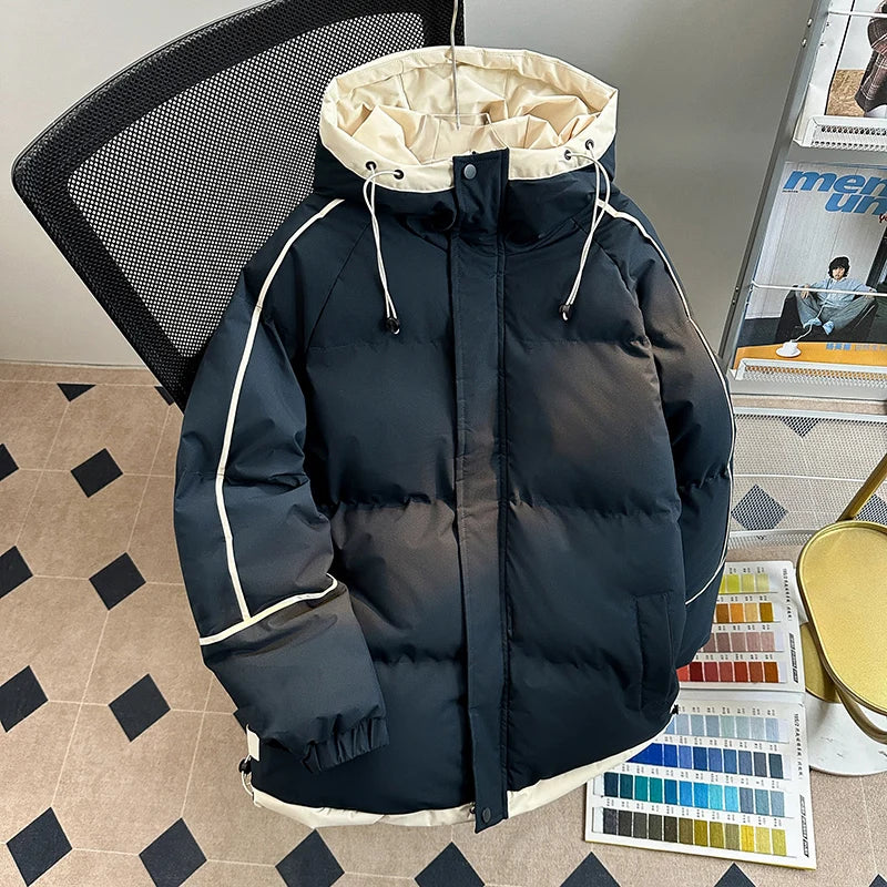 2025 Winter new style Men's Thicken Warm fashion Parka Jackets  Men's Casual Coats Hooded Windbreak Cotton Padded Down Jacket