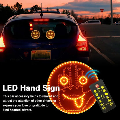 Finger Gesture Light, Funny Led Hand Sign with Remote,with Multiple Light and Pattern Modes, Easy to Use, Ideal for Car, Truck Gifts (One Color Round 8 Modes（1Pcs）)