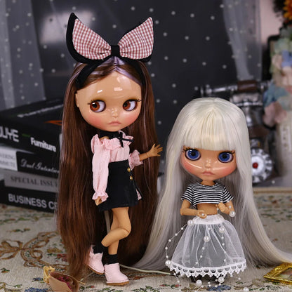 ICY DBS Blyth Doll 1/6 Joint 30cm tan Skin Glossy Face Female Set Doll BJD Toy Gift