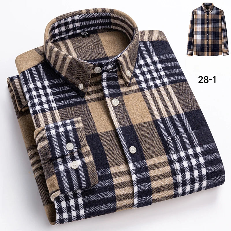 New in Shirt Plus Size 7XL 100% Cotton Long-Sleeve Shirts for Men Slim Fit Casual Plain Shirt Soft Keroan Designer Plaid Clothin