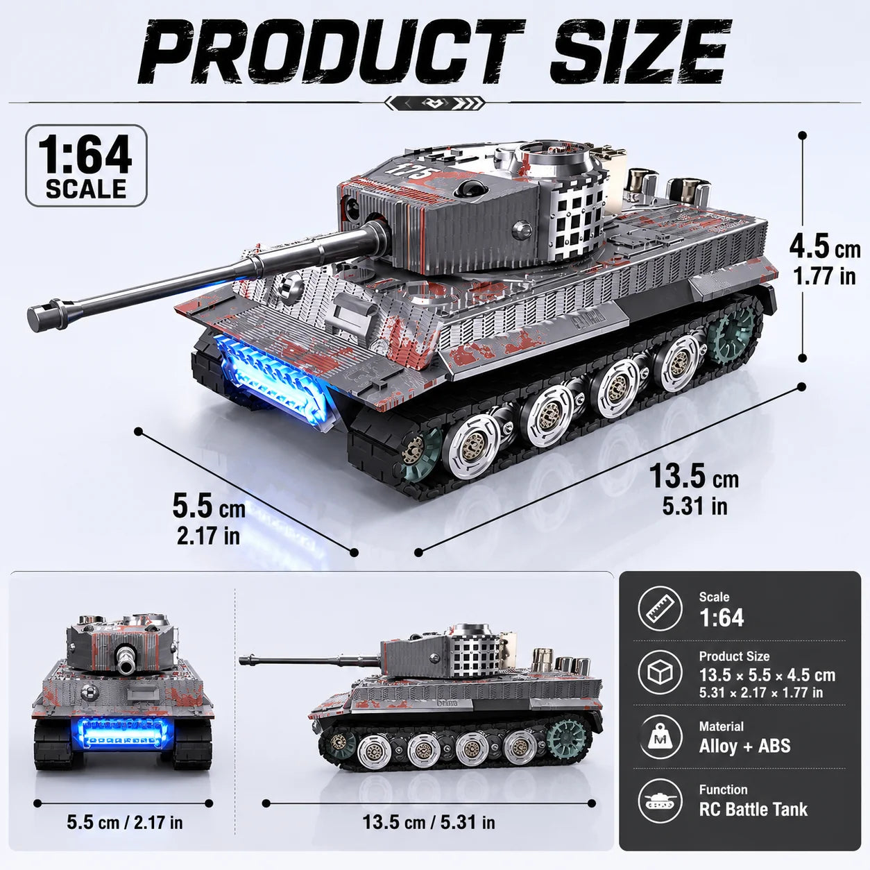 1:64 Alloy RC Tank Battle Set 2.4G Infrared Combat Tanks with Battlefield Scene Two Player Parent-Child Interactive Toy