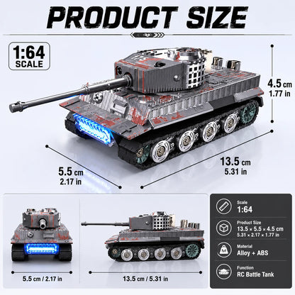 1:64 Alloy RC Tank Battle Set 2.4G Infrared Combat Tanks with Battlefield Scene Two Player Parent-Child Interactive Toy
