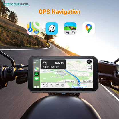 Ottocast Express Motorcycle Display 6.0 inch IP67 Waterproof GPS Wireless Carplay Android Auto DVR Drive Recorder Moto Monitor