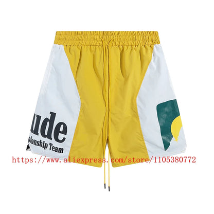 New Arrival RHUDE Print Casual Shorts Loose Street Shorts with Pockets Men's High Quality Shorts