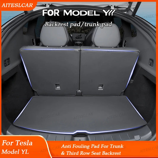 For Tesla Model YL Launch Trunk Mat Full Coverage Trunk Both Side Guards Seat Backrest Protective Pad Cargo Liner Anti Dirty Mat