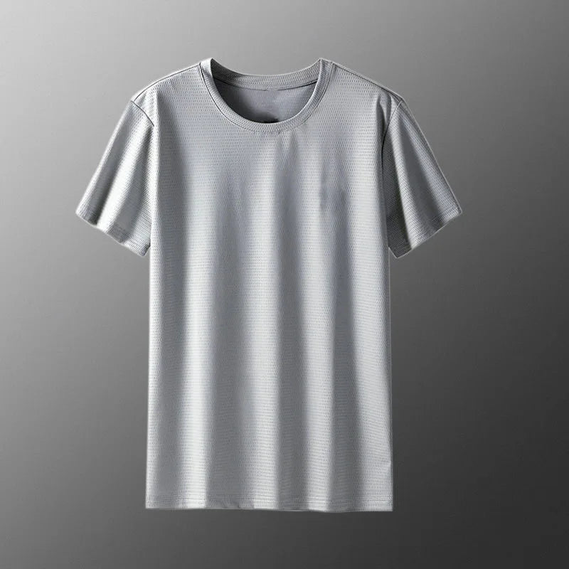 Ice Silk Men's Casual Pants Sports Set Air Conditioning Pants Quick Dry Trendy Large Size Short Sleeve T-Shirt Mesh Summer Wear