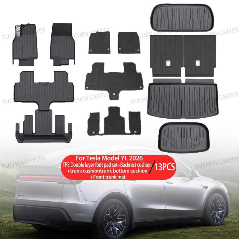For Tesla NEW Model YL 2026 TPE Car Floor Mats With metal pedals Luggage Trunk Mat Set waterproof Anti-Slip Set Floor Liner Mat