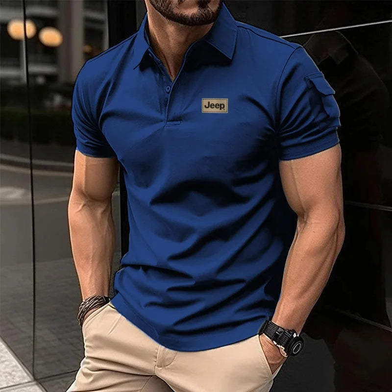 Jeep Spirit Polo Shirt Summer Men's Short Sleeve Casual Business Shirt Paired with Collar Shirt