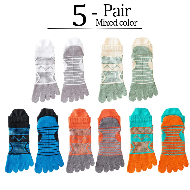 5 Pairs Sport Ankle Socks Toe Man Nylon Colorful Compression Quick-Drying Sweat-Absorbing Fitness Cycling Hiking 5 Finger Socks