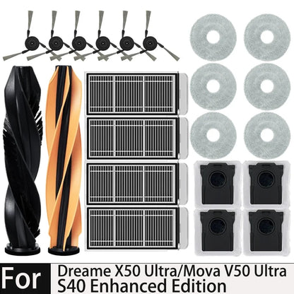 Dreame MOVA V50 Ultra/X50 Ultra/X50 Master/L50 pro Ultra/L40S pro Ultra Vacuum Cleaner Replacement Kit with Main Brush Filter Mo