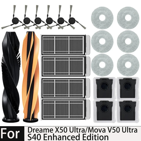 Dreame MOVA V50 Ultra/X50 Ultra/X50 Master/L50 pro Ultra/L40S pro Ultra Vacuum Cleaner Replacement Kit with Main Brush Filter Mo