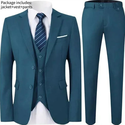 Elegant Men Suit For Wedding 3 Pieces 2 Sets Jackets Vest Pants Blazers Full Fashion Slim Fit Coats 2025 Formal Classic Costume