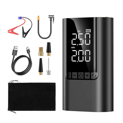 10000 mAh Car Jump Starter&Air Compressor 12V Car Booster Battery Starter Power Bank Warning Light Tire Inflator Car Accessory