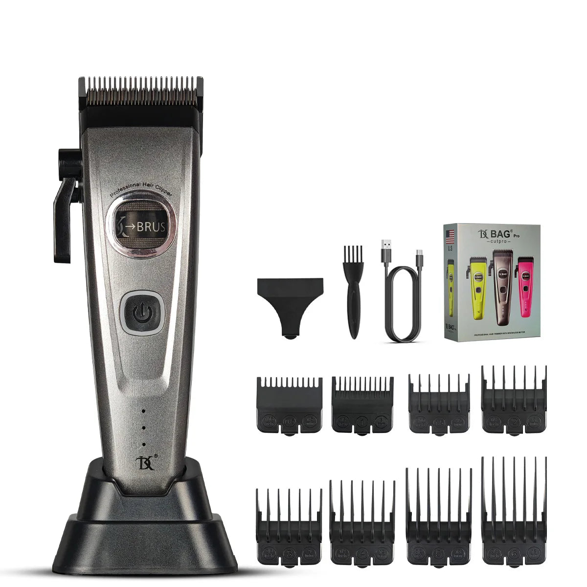 BRDCLIP 609 10000RPM Grey Professional Hair Clipper 7500RPM External Rotor Brushless Motor DLC Blade Hair Trimmer Barber Shaver