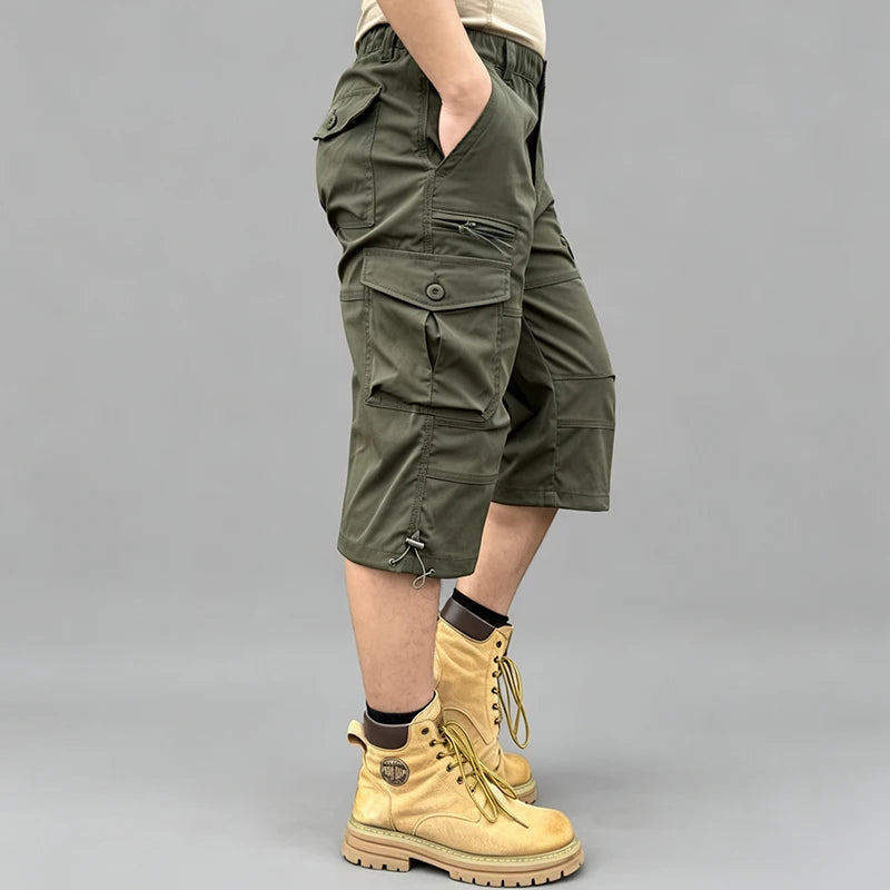 Men's Cargo Shorts New Summer Fashion Multi-Pocket Outdoor 7-Point Pants Daily Outing Hiking Camping Fishing Comfortable Shorts