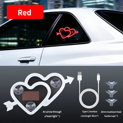 Car Neon Lights Ambient Lighting Interior Decoration Lights Wiring Free Solar Heart Lights Triangular Window Lights Modification