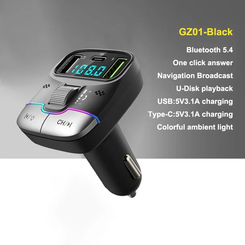 Best FM Transmitter Bluetooth 5.3 Hands-Free Car AUX Radio Modulator MP3 Player with Fast Charging Adapter Auto Accessories New