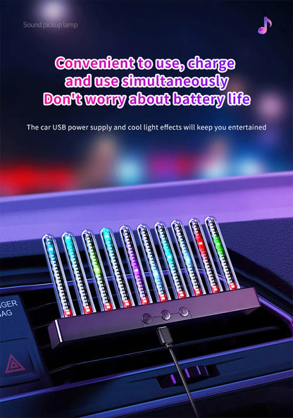 Sound Control Pickup Light Dynamic Gradient RGB Ambient Light Universal Car Air Vent Dashboard Ornament LED Interior Decor Light