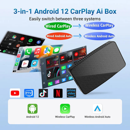 Ottocast Play2video Pro Ai Box Wireless CarPlay Android Auto Adapter Built in Youtube Netflix for Car with Wired Carplay